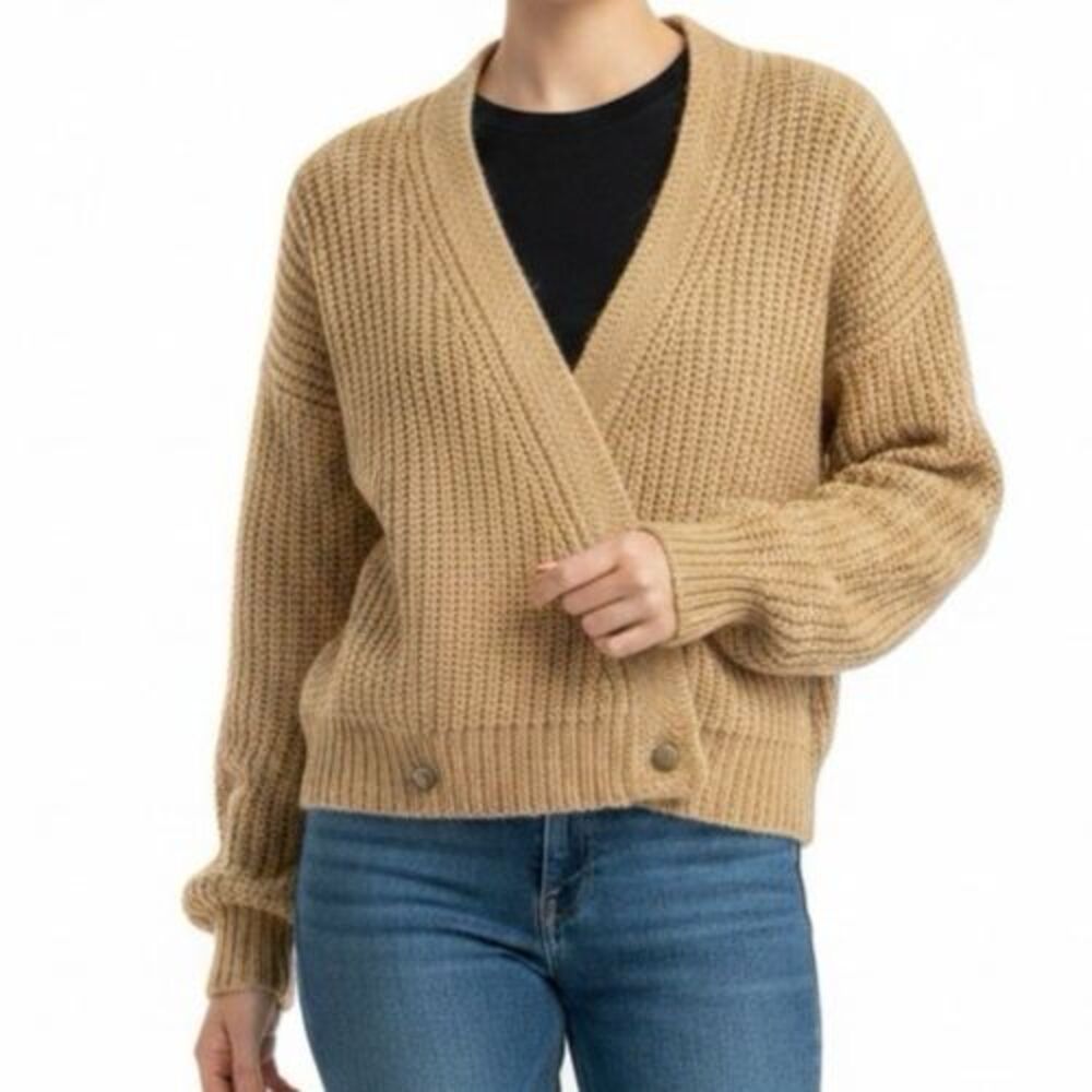 Vintage SK Company Mohair Blend Cardigan Sweater Women Large Butter Yellow